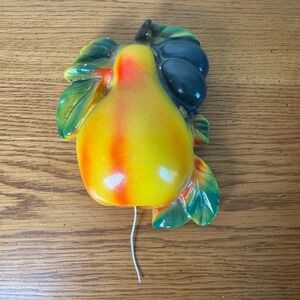 Vintage 1940s Chalkware Pear‎ Fruit Wall Hanging Decor Kitchen String Dispenser